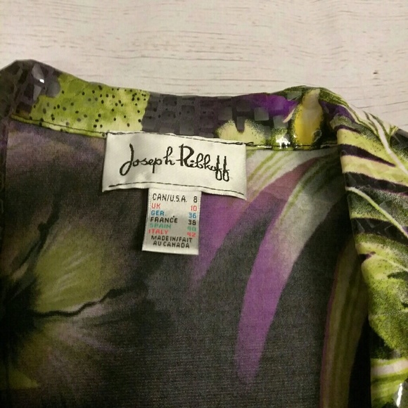 SOLD Joseph Ribkoff Purple & Green Floral Blazer - Picture 5 of 8